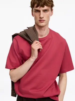 T-shirt oversize 270 GSM - Rose foncé — photo 3
