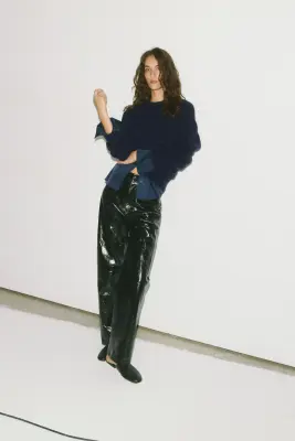 Pull oversize en alpaga mélangé - Bleu marine — photo 2