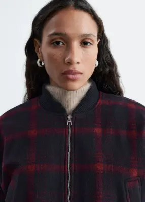 Veste style bomber à carreaux - Bleu/À carreaux — photo 2