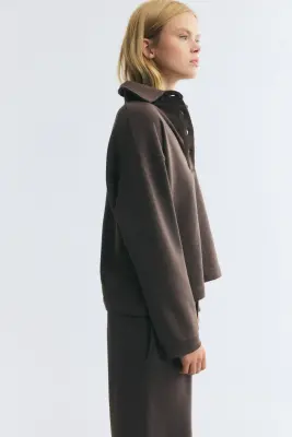 Sweat avec col - Taupe foncé — photo 3