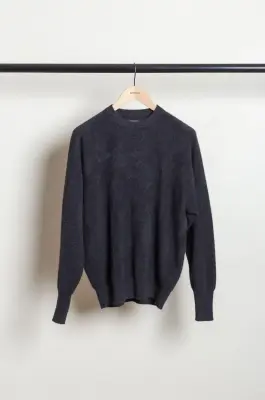 Kaptain Sunshine – KS26FKN07 Cashmere Knit Crew Pullover – TOP CHARCOAL — photo 3