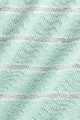T-shirt ajusté avec biais contrastant - Turquoise clair/rayé — photo 3