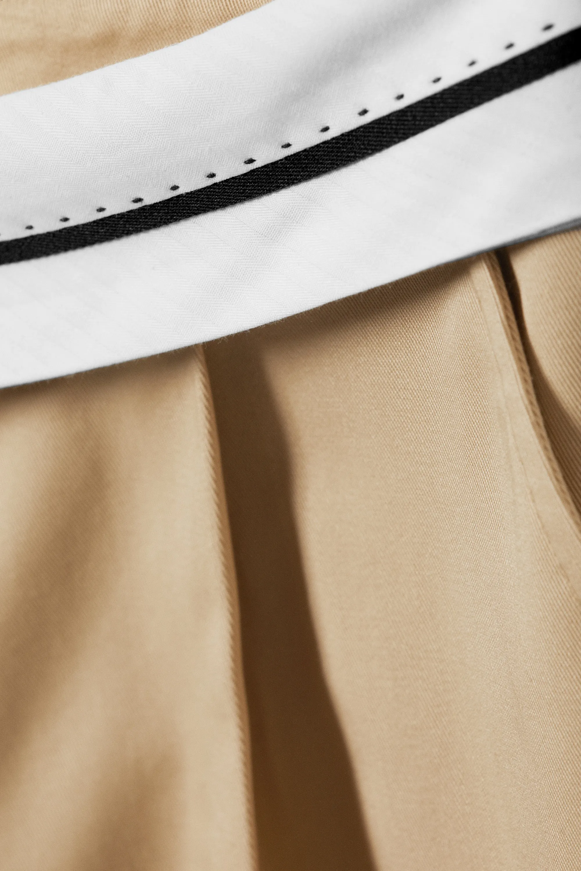 Pantalon en twill avec taille repliée - Beige