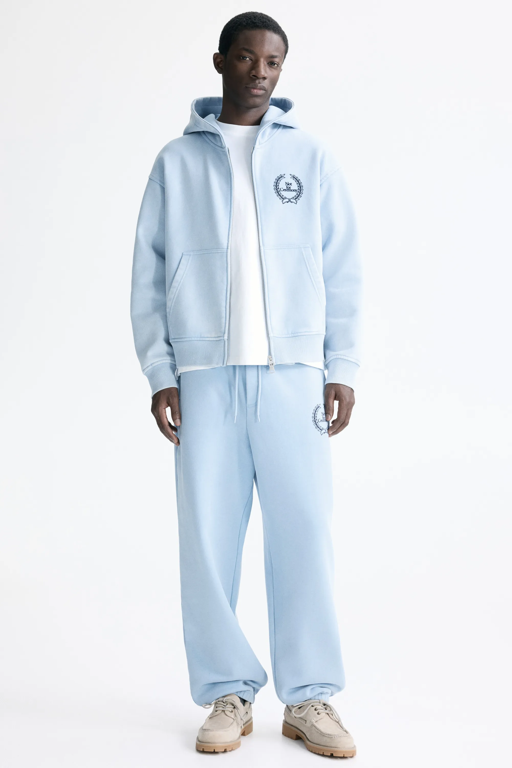 Veste boxy Loose Fit avec capuche et zip - Bleu clair/Not for Ceremony