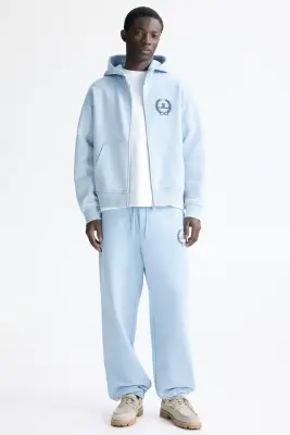 Veste boxy Loose Fit avec capuche et zip - Bleu clair/Not for Ceremony — photo 1