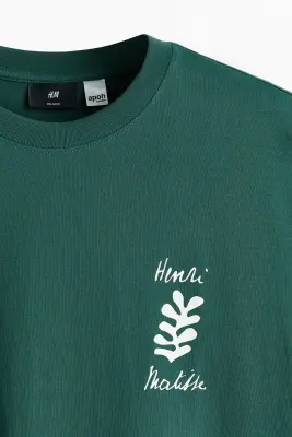 T-shirt Loose Fit - Vert foncé/Henri Matisse — photo 5