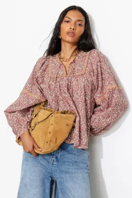 Blouse fleurie manches ballon — photo 2