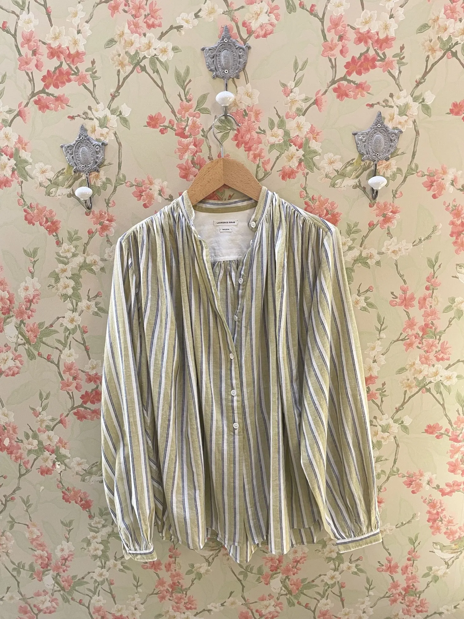 Nouveau ! LAURENCE BRAS Blouse Poppy Beige Stripes
