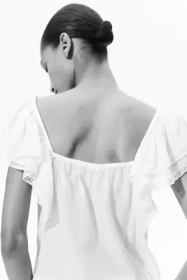 Blouse avec dentelle - Blanc — photo 3