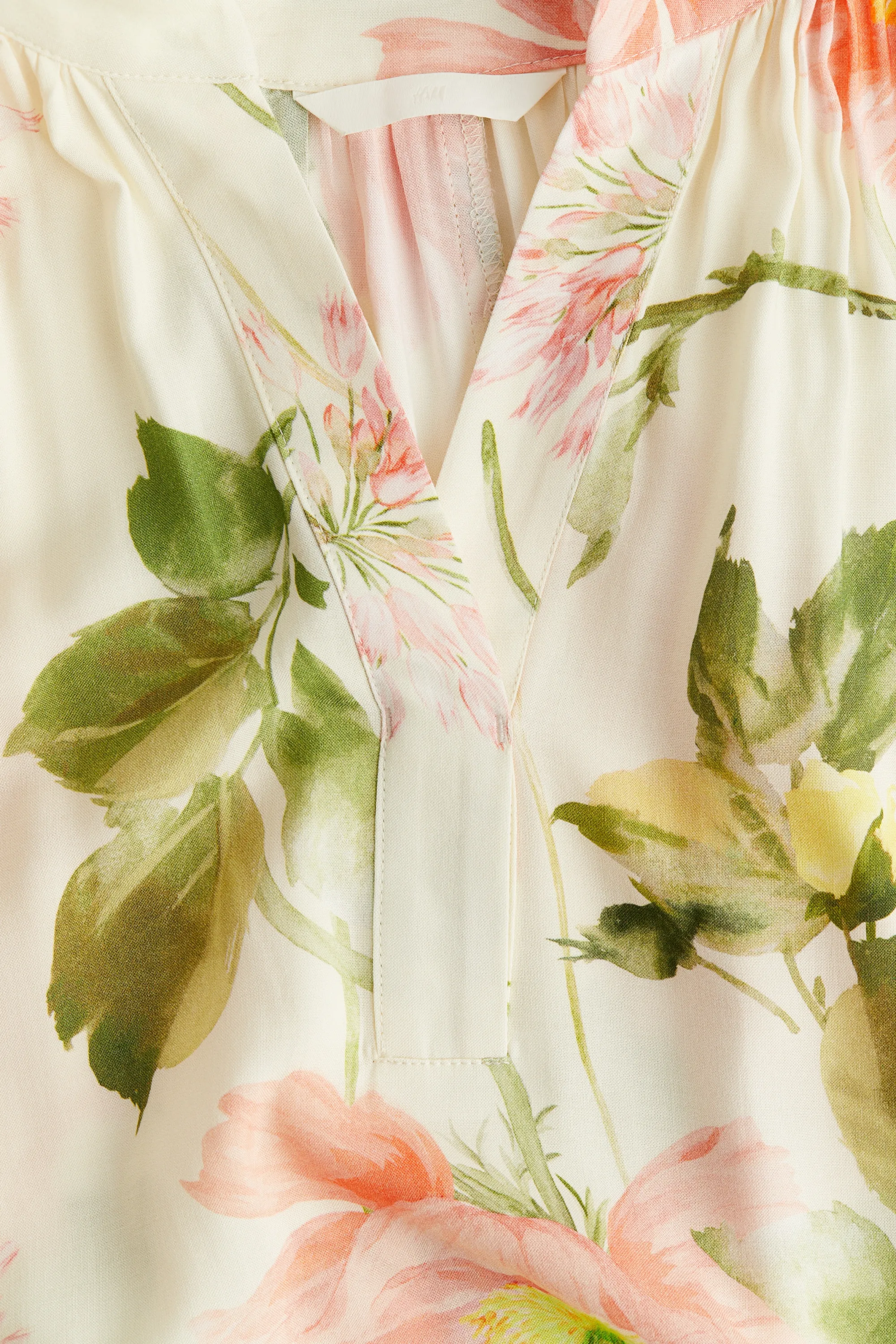 Robe à manches ballon - Crème/fleuri