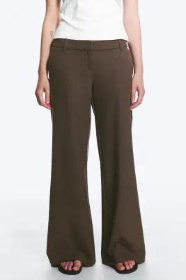 Pantalon de costume évasé taille basse - Rayure marron — photo 1