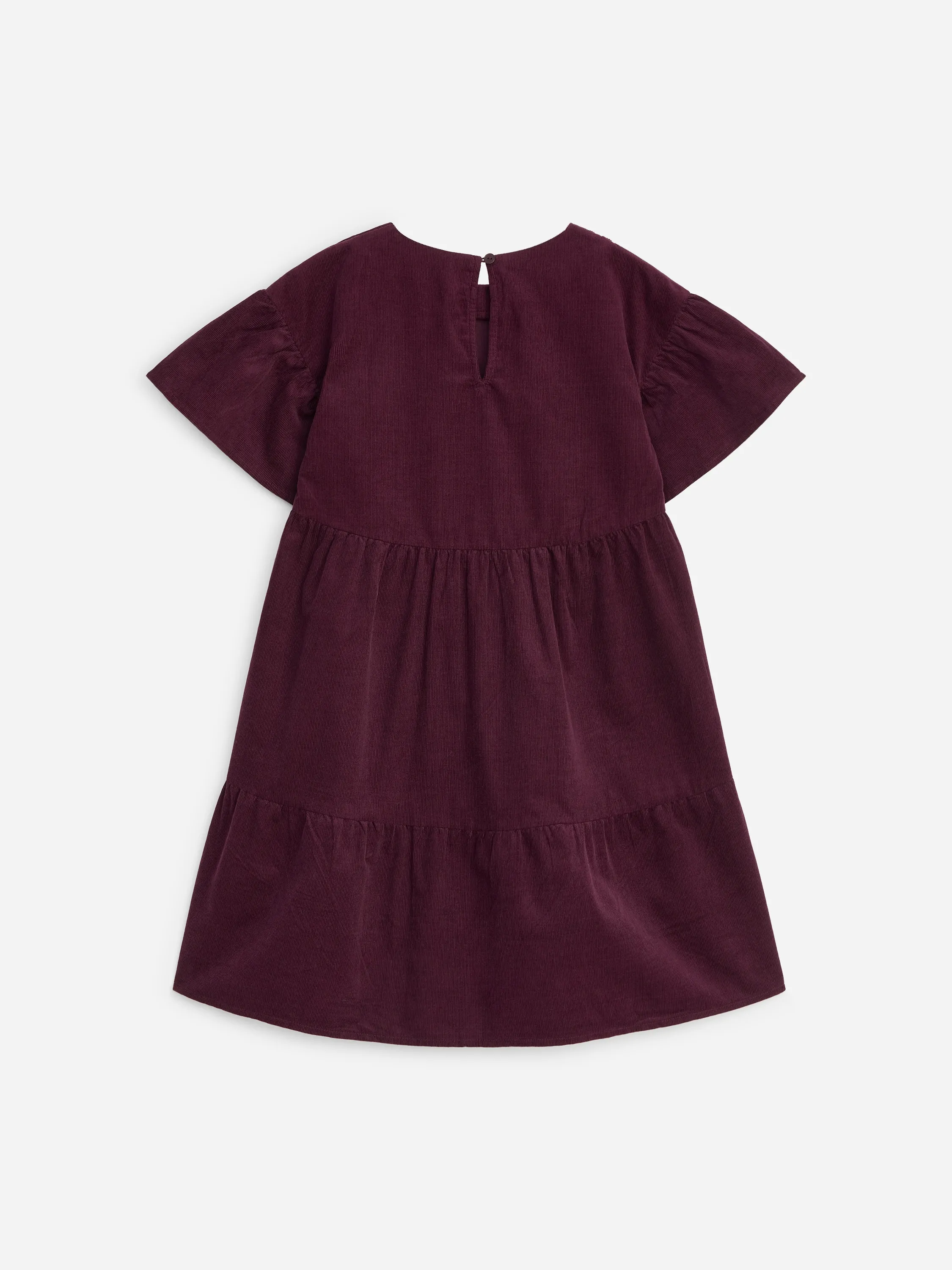 Robe en velours côtelé à volants - Bordeaux