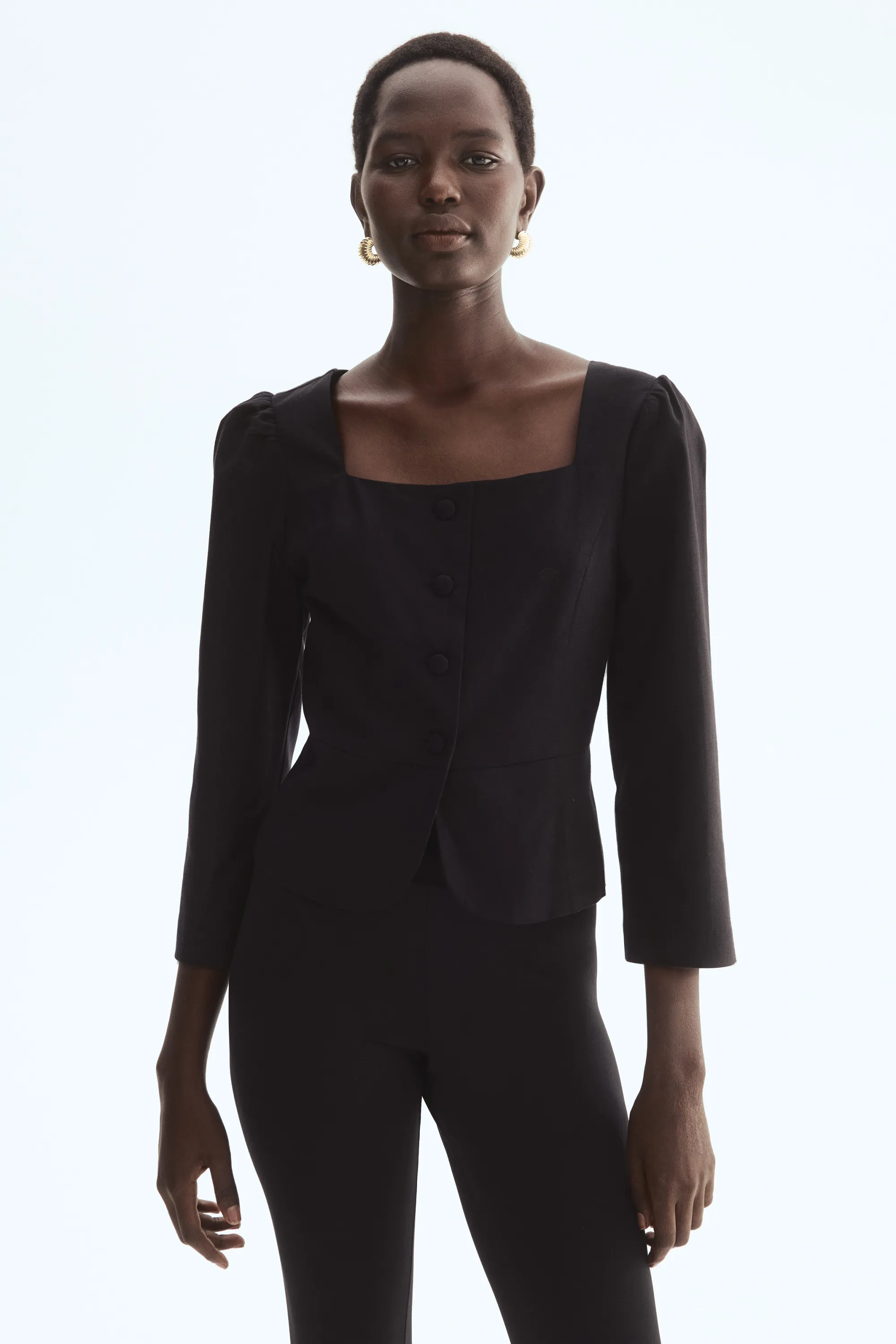 Blazer à encolure carrée - Noir