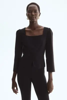 Blazer à encolure carrée - Noir — photo 1