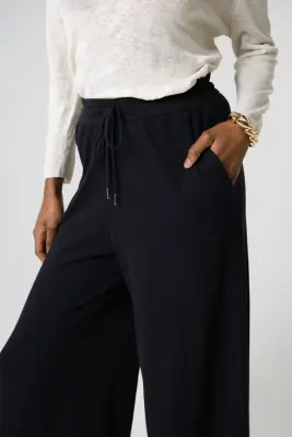 Pantalon Noir en Coton / Lin — photo 4