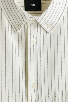 Chemise Oxford Relaxed Fit - Bleu foncé/rayures blanches — photo 4