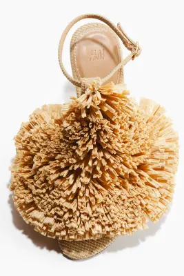 Sandales à talon avec pompon - Beige — photo 2