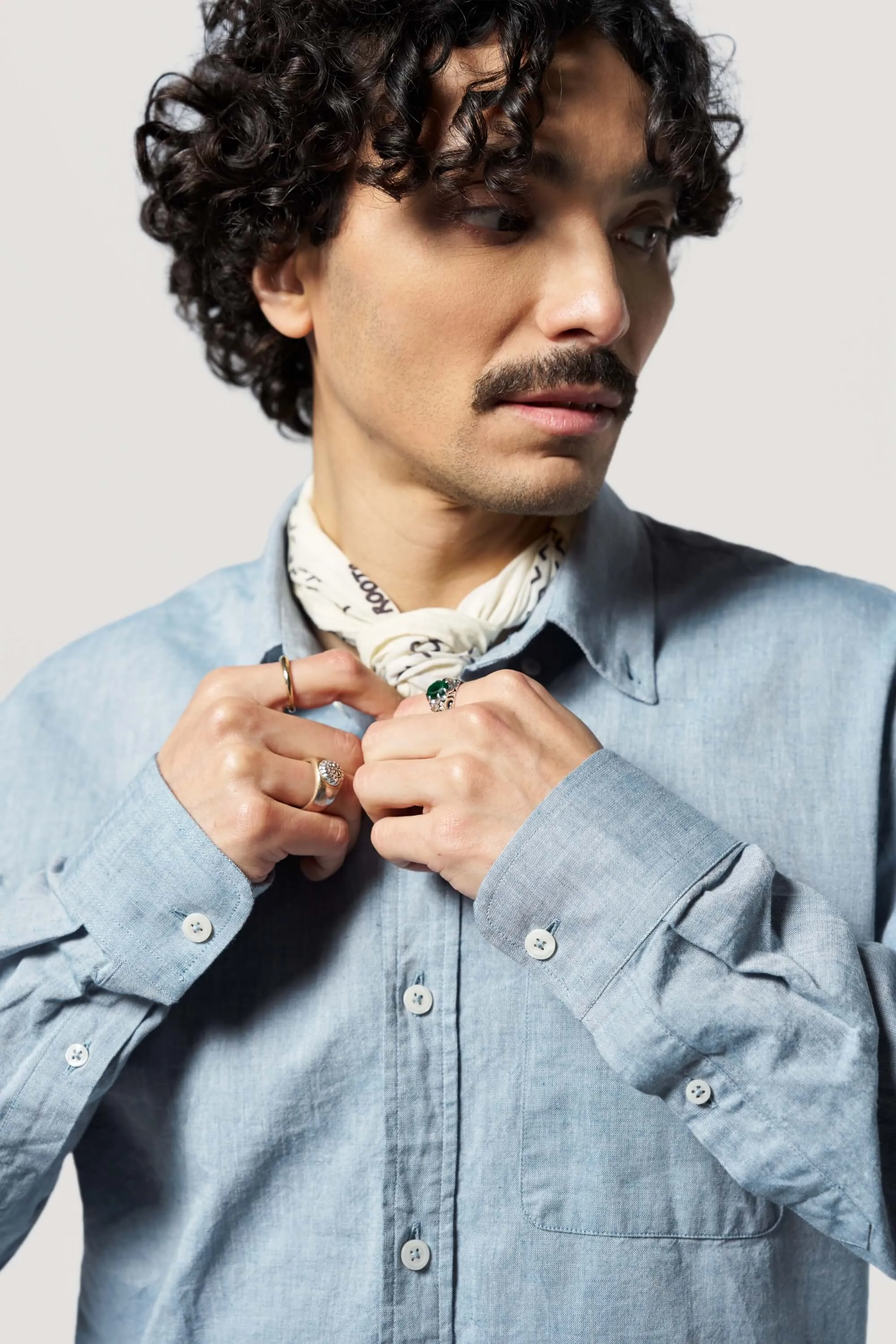 La chemise coton lin - Bleu clair
