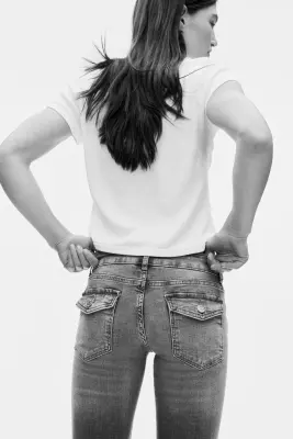Flared Low Jeans - Bleu denim — photo 3