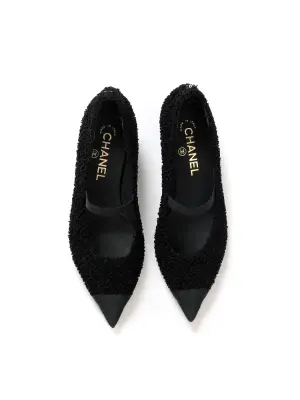 Escarpins en laine bouclée noir sigle CC doré FW 2022 Prix boutique 1200€ Taille 38 — photo 2
