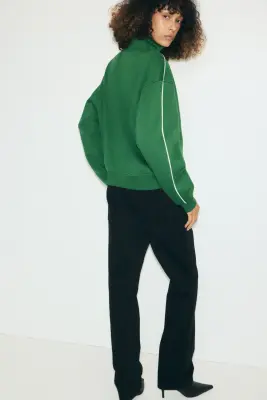 Sweat à col zippé - Vert foncé — photo 3