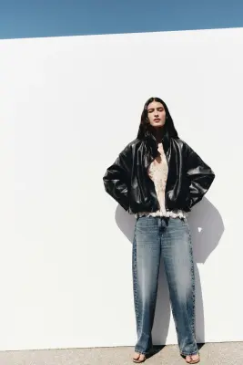Veste oversize avec base à effet boule - Marron foncé — photo 2