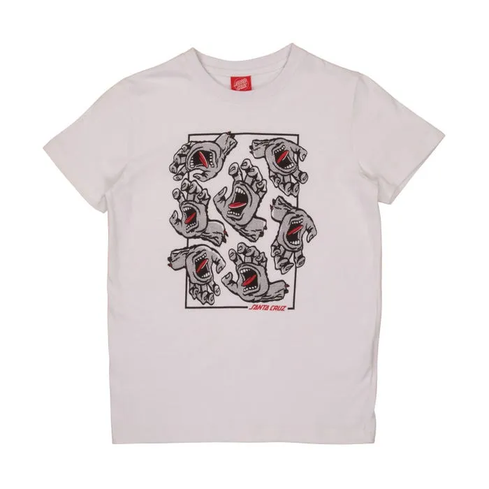 SANTA CRUZ YOUTH T-SHIRT CROWD HAND – White
