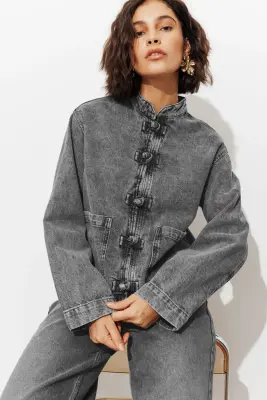 Veste Mandarin en jean Femme — photo 2