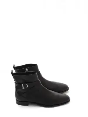 Bottines plates bout amande en cuir noir boucle argent Prix boutique 750€ Taille 38 — photo 1