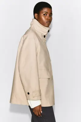 VESTE EN SERGÉ DE COTON À COL CHEMINÉE - BEIGE CLAIR — photo 5