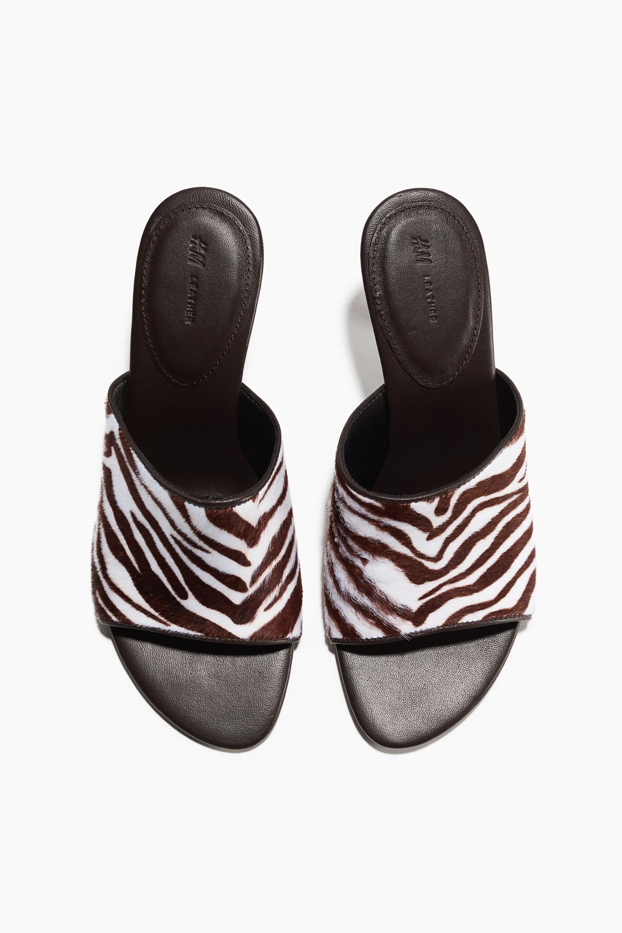 Sandales à talon en cuir - Marron/imitation zèbre