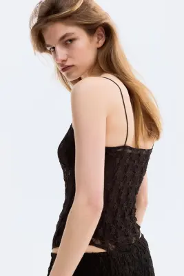 Body string en dentelle - Marron foncé — photo 1