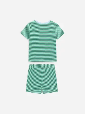 Ensemble pyjama court en jersey - Bleu clair/Vert — photo 1