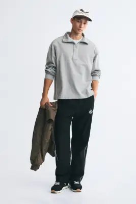Sweat Relaxed Fit avec col zippé - Gris clair chiné — photo 1