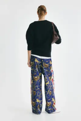 Pantalon imprimé avec cordon de serrage - Bleu foncé/motif — photo 2