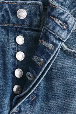 Straight High Waist Ankle Jeans - Bleu denim — photo 4
