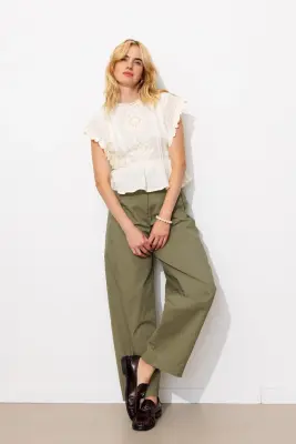 Pantalon balloon en toile — photo 3