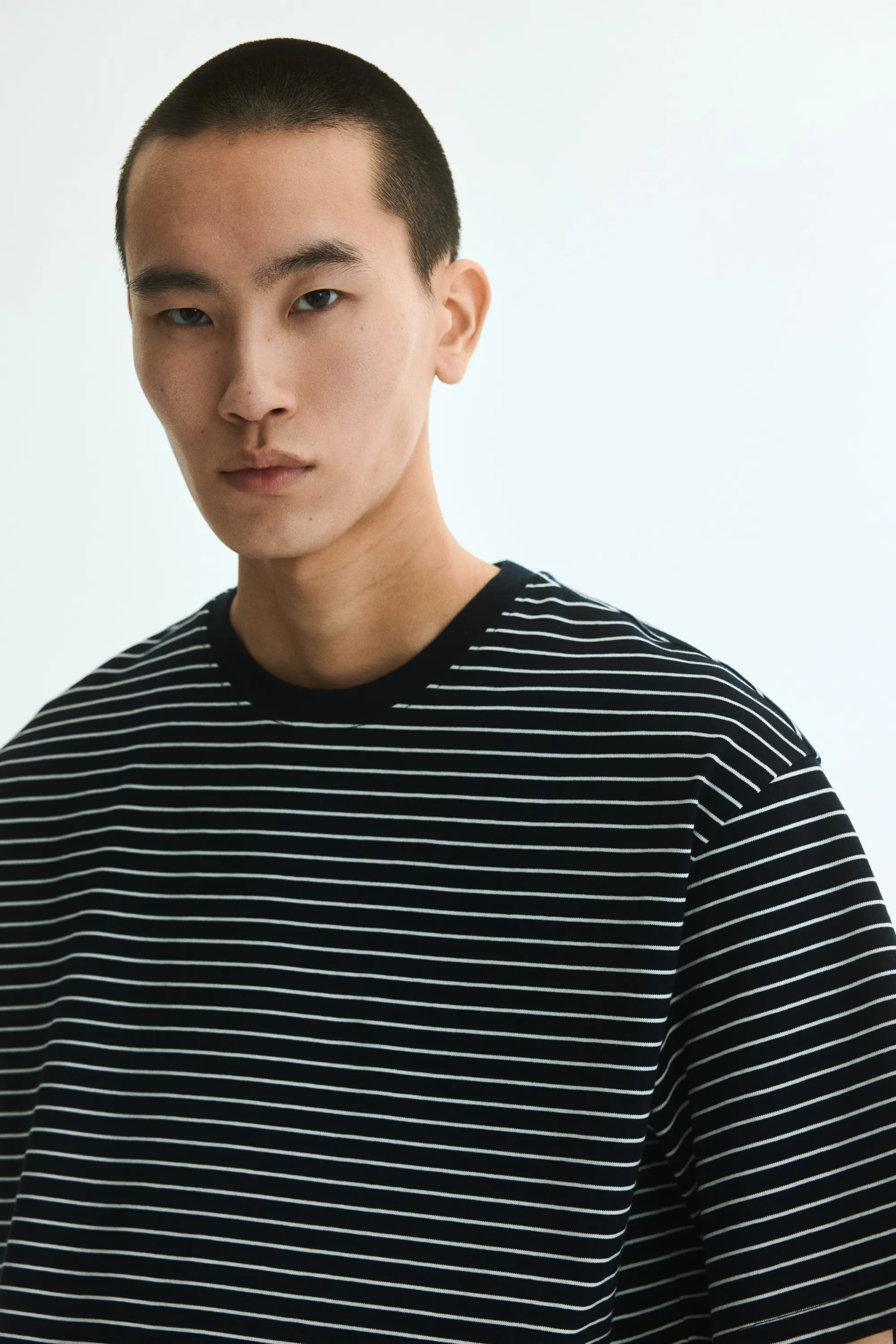 T-shirt boxy Relaxed Fit en coton - Bleu marine/rayé
