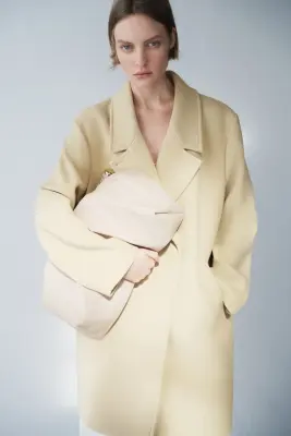 Manteau oversize en laine mélangée - Jaune clair — photo 2