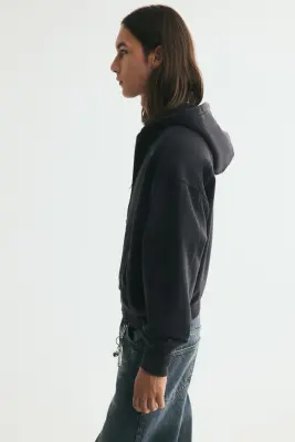 Veste à capuche zippée Oversized Fit - Noir — photo 4