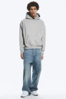 Sweat à capuche ample - Gris chiné — photo 1
