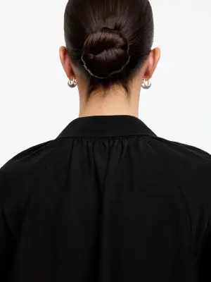 Chemise en viscose et lin - Noir — photo 3