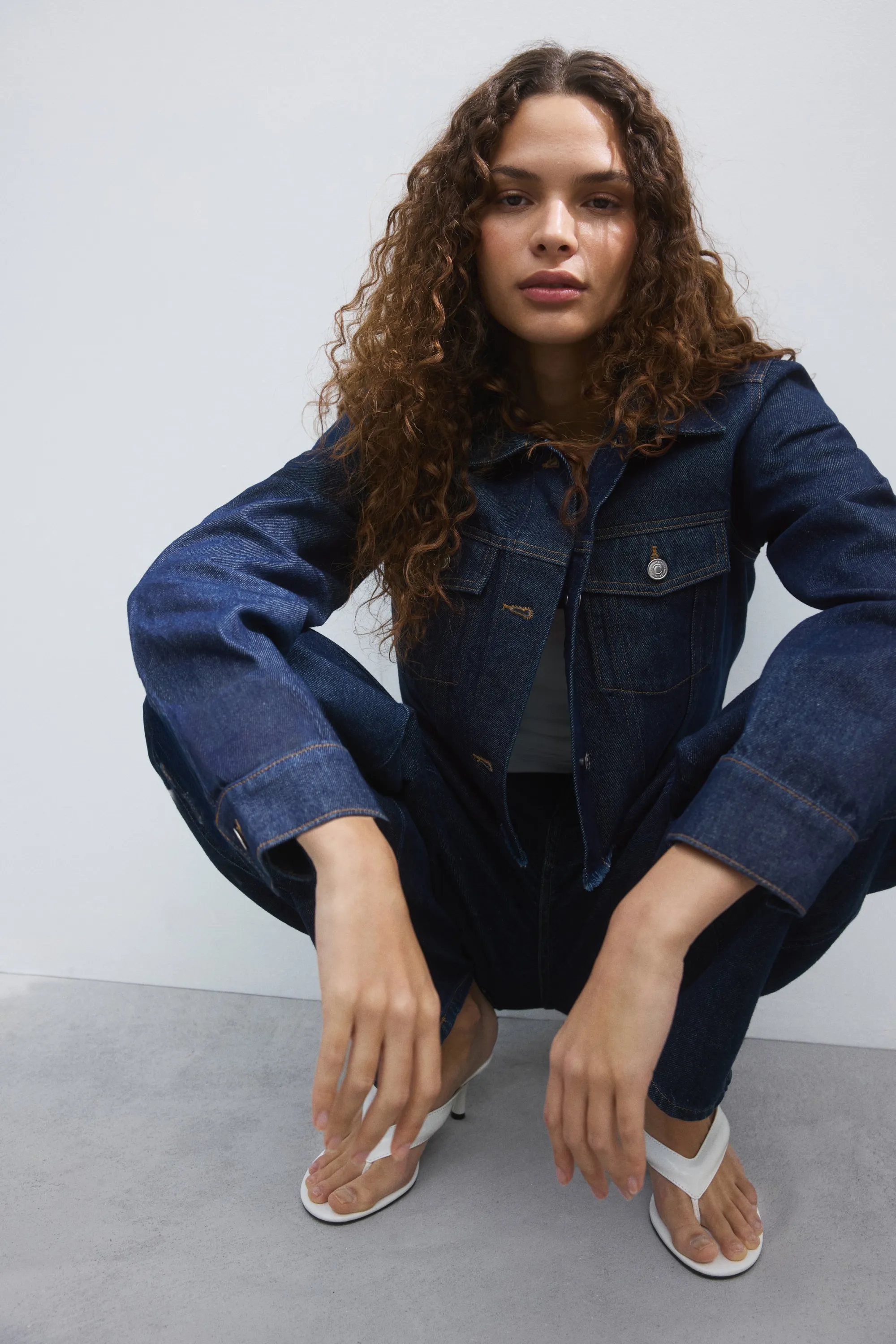 Veste courte en denim - Bleu denim foncé