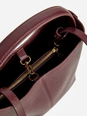 Petit sac seau en cuir - Rouge foncé — photo 4