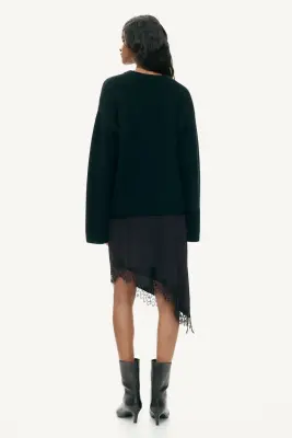 Jupe asymétrique avec dentelle - Noir — photo 3