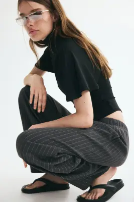 Pantalon barrel en jersey romanite - Gris foncé/rayures tennis — photo 2