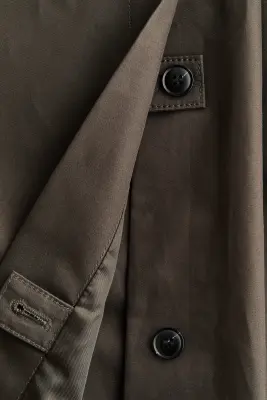 Manteau en twill avec ceinture - Taupe foncé — photo 5