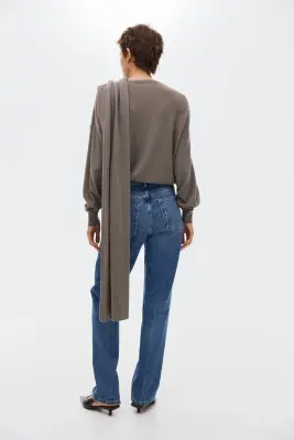 Cashmere-blend scarf-detail jumper - Taupe — photo 4