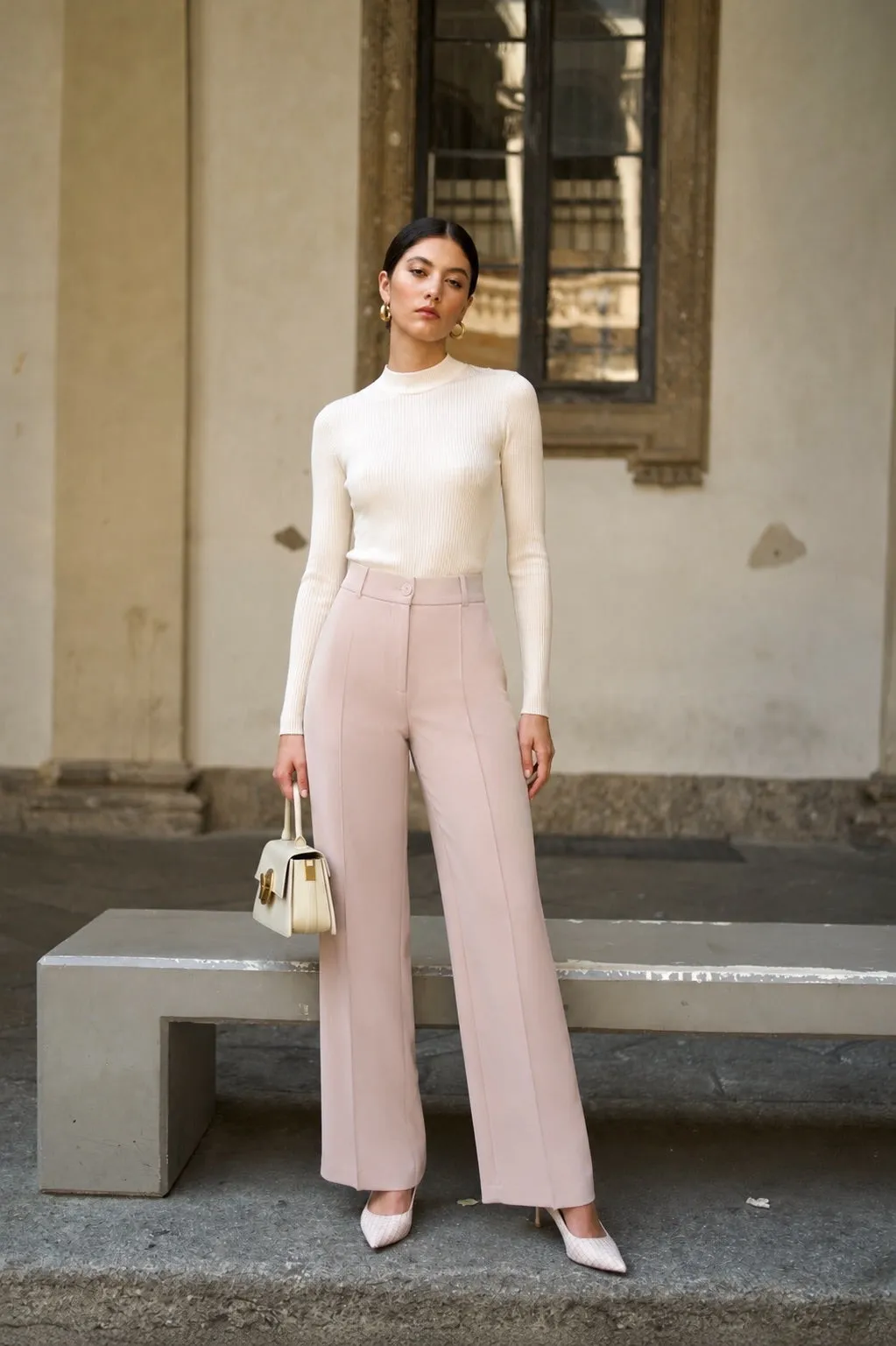 Nala Stretch Pants - Cream beige