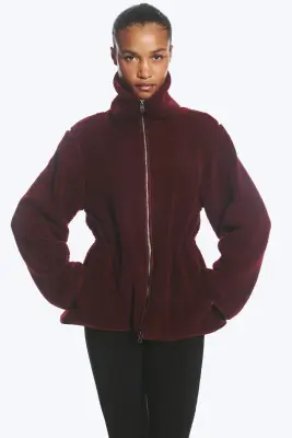 Veste cintrée en polaire - Rouge foncé — photo 2